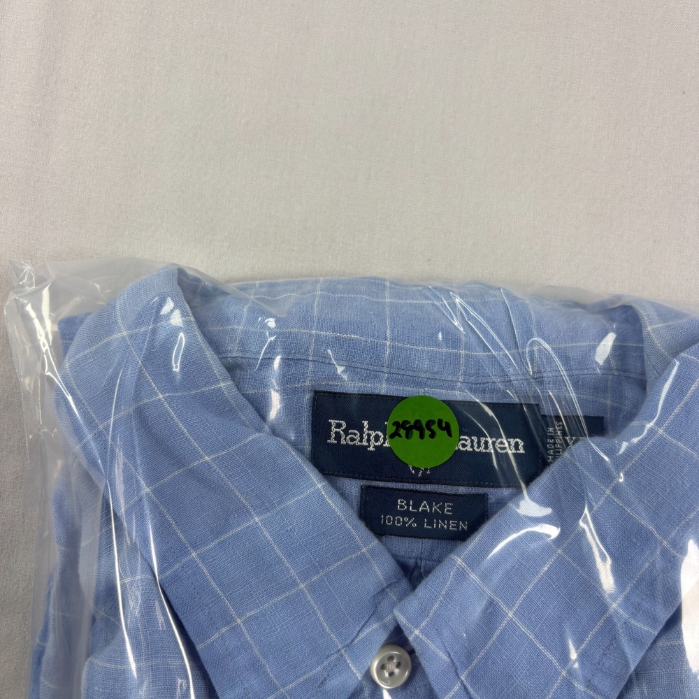 Polo Ralph Lauren Linen Shirt Mens XL Blue Plaid Blake Button Up Preppy Beach - Picture 9 of 9